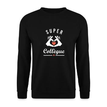SUPER COLLÈGUE cadeau anniversaire noel - Sweat-shirt Unisexe - noir - Devant - Alina (178cm) & Michal (187cm)