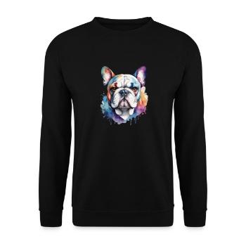 Französische Bulldogge Cool Cool Bunt - Unisex Pullover - Schwarz - Vorne - Alina (178cm) & Michal (187cm)