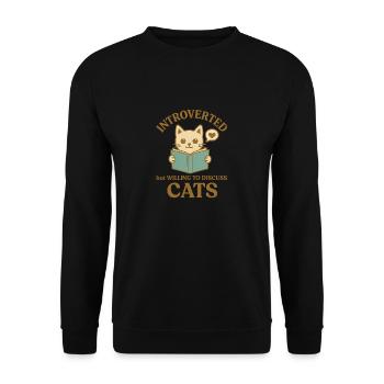 Introverted but Willing to Discuss Cats - Unisex Pullover - Schwarz - Vorne - Alina (178cm) & Michal (187cm)