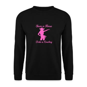 Save a Horse Riding a Cowboy - Unisex Pullover - Schwarz - Vorne - Alina (178cm) & Michal (187cm)
