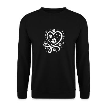 Herz mit Pfötchen und Sternen - Unisex Pullover - Schwarz - Vorne - Alina (178cm) & Michal (187cm)