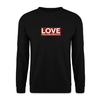 L’AMOUR SENT LE CHOCOLAT - Sweat-shirt Unisexe - noir - Devant - Alina (178cm) & Michal (187cm)
