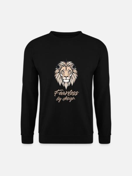 Löwe minimalistisch geometrisch furchtlos Spruch - Unisex Pullover - Schwarz