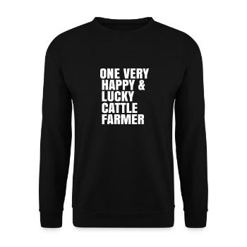 one very happy and lucky cattle farmer - Unisex Sweatshirt - black - Front - Alina (178cm) & Michal (187cm)