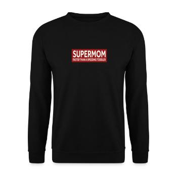 SUPERMOM - FASTER THAN A SPEEDING TODDLER - Unisex Sweatshirt - black - Front - Alina (178cm) & Michal (187cm)