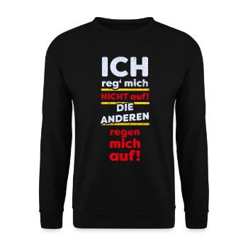 Ich Reg' Mich Nicht Auf - hell - Unisex Pullover - Schwarz - Vorne - Alina (178cm) & Michal (187cm)