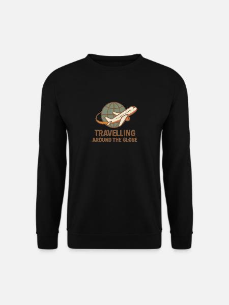 Travelling Around the Globe – Flugzeug & Globus - Unisex Pullover - Schwarz