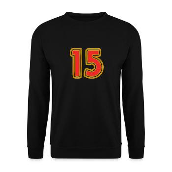15. 15 ANS. 15e ANNIVERSAIRE. ANNIVERSAIRE 15 ANS. - Sweat-shirt Unisexe - noir - Devant - Alina (178cm) & Michal (187cm)