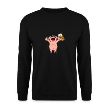 Nutztiere trinken Bier Kuhschwein Huhn und Bier - Unisex Pullover - Schwarz - Vorne - Alina (178cm) & Michal (187cm)
