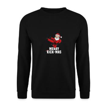 Funny Christmas Karate Santa Merry Kickmas Gift - Unisex Sweatshirt - black - Front - Alina (178cm) & Michal (187cm)