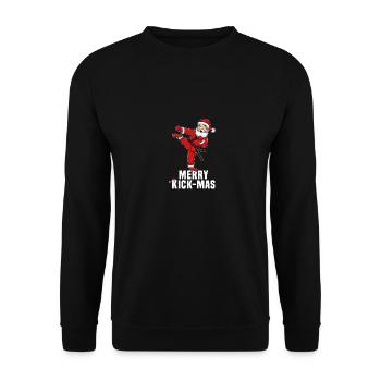 Funny Christmas Karate Santa Merry Kickmas Gift - Unisex Sweatshirt - black - Front - Alina (178cm) & Michal (187cm)
