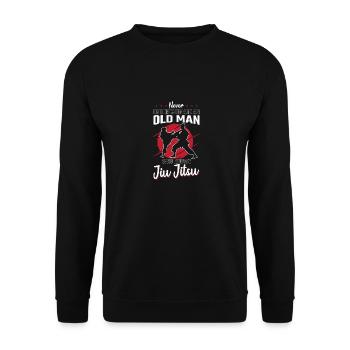 Unterschätze niemals einen alten Mann, der Jiu Jitsu kennt - Unisex Pullover - Schwarz - Vorne - Alina (178cm) & Michal (187cm)