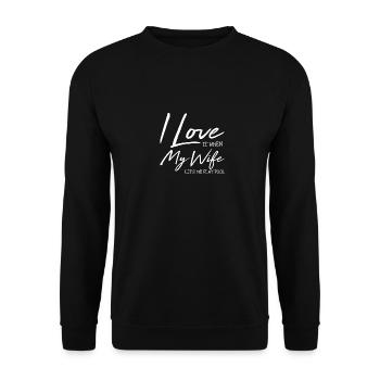 I Love It When My Wife Let´s Me Play Pool Motiv - Unisex Pullover - Schwarz - Vorne - Alina (178cm) & Michal (187cm)