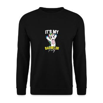 It´s My Bachelor Party Motiv für Bräutigam oder - Unisex Pullover - Schwarz - Vorne - Alina (178cm) & Michal (187cm)