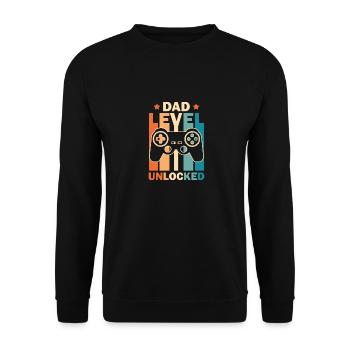 Dad Level Unlocked motif for an expectant father - Unisex Sweatshirt - black - Front - Alina (178cm) & Michal (187cm)