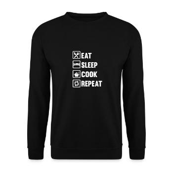 Eat Sleep Cook Repeat Motif for a Chef - Unisex Sweatshirt - black - Front - Alina (178cm) & Michal (187cm)