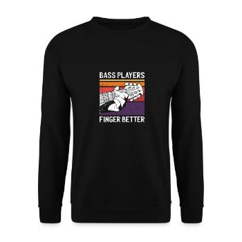 Bass Players Finger Better motif for one - Unisex Sweatshirt - black - Front - Alina (178cm) & Michal (187cm)