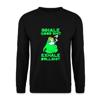 Faultier Rauchen Unkraut lustige Spruch - Unisex Pullover - Schwarz - Vorne - Alina (178cm) & Michal (187cm)