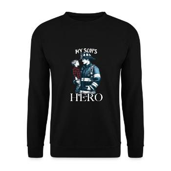 Le pompier est le héros pour le fils - Sweat-shirt Unisexe - noir - Devant - Alina (178cm) & Michal (187cm)