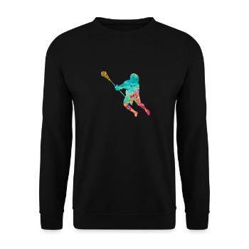 Lacrosse Player PopArt - Unisex Sweatshirt - black - Front - Alina (178cm) & Michal (187cm)