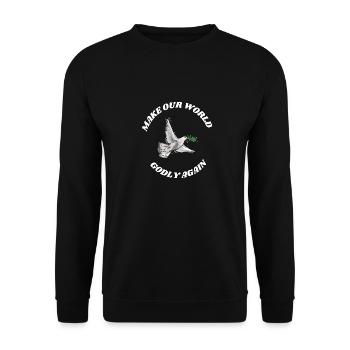Rendez notre monde à nouveau pieux ! Colombe de la paix mondiale - Sweat-shirt Unisexe - noir - Devant - Alina (178cm) & Michal (187cm)