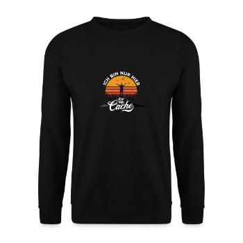 Geocaching - here for the cache - Unisex Sweatshirt - black - Front - Alina (178cm) & Michal (187cm)