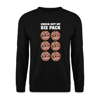Funny Workout | Check Out My Six Pack | Donuts - Unisex Sweatshirt - black - Front - Alina (178cm) & Michal (187cm)
