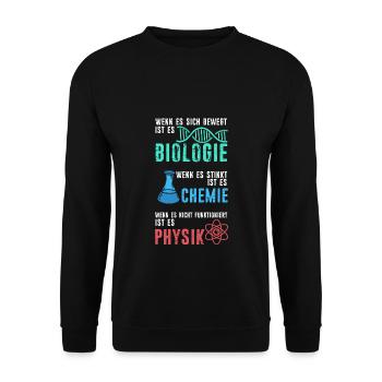 Wenn Es Sich Bewegt Ist Es Biologie Chemie Physik - Unisex Pullover - Schwarz - Vorne - Alina (178cm) & Michal (187cm)