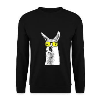 Lama Tierliebhaber Naturfans Sonnenbrille Lamanlie - Unisex Pullover - Schwarz - Vorne - Alina (178cm) & Michal (187cm)
