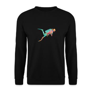Tiefseetaucher und Taucher PopArt - Unisex Pullover - Schwarz - Vorne - Alina (178cm) & Michal (187cm)