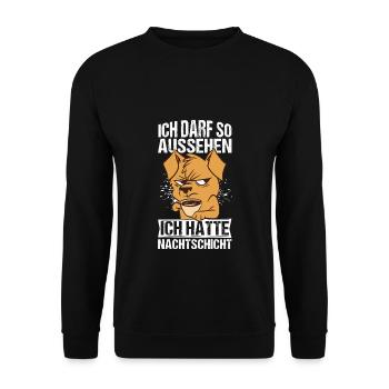 Ich darf So Aussehen Ich Hatte Nachtschicht Kaffee - Unisex Pullover - Schwarz - Vorne - Alina (178cm) & Michal (187cm)