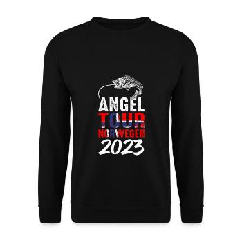 Angeltour Norwegen Fischer Angelteam Karpfen Angel - Unisex Pullover - Schwarz - Vorne - Alina (178cm) & Michal (187cm)