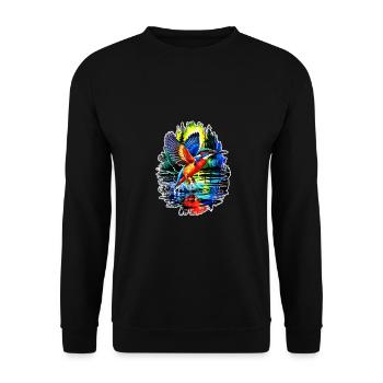 Majestätischer Eisvogel – Farbenspiel am Wasser - Unisex Pullover - Schwarz - Vorne - Alina (178cm) & Michal (187cm)