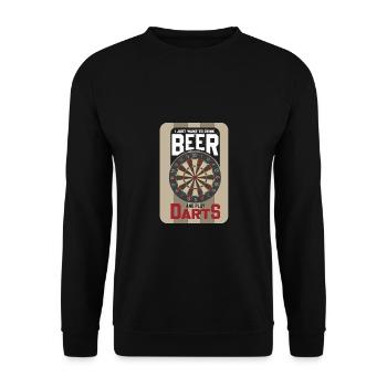 Dart & Bier Lustiger Darts Spruch - Unisex Pullover - Schwarz - Vorne - Alina (178cm) & Michal (187cm)