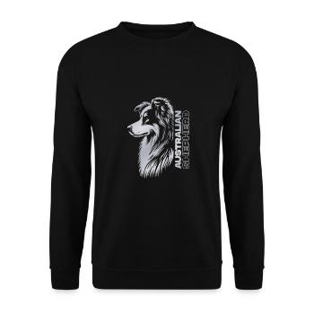 Australian Shepherd Portrait | Aussie head silver - Unisex Sweatshirt - black - Front - Alina (178cm) & Michal (187cm)