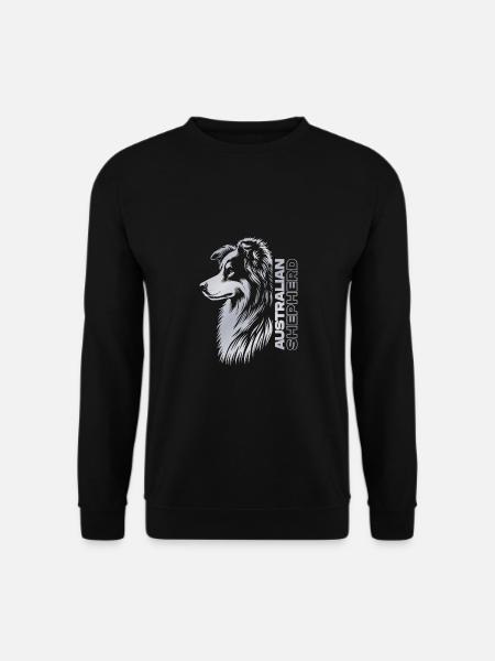 Australian Shepherd Portrait | Aussie head silver - Unisex Sweatshirt - black
