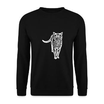 White Cat Cat White Cats Gift - Unisex Sweatshirt - black - Front - Alina (178cm) & Michal (187cm)