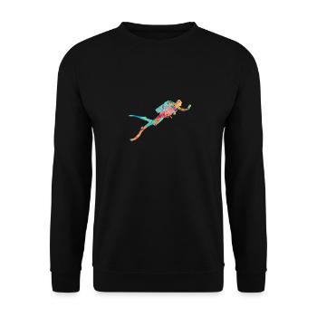 Tiefseetaucher und Taucher PopArt - Unisex Pullover - Schwarz - Vorne - Alina (178cm) & Michal (187cm)