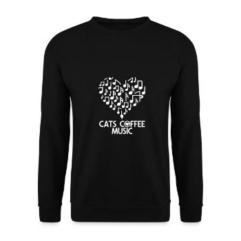 J’adore les chats, le café et la musique - Sweat-shirt Unisexe - noir - Devant - Alina (178cm) & Michal (187cm)