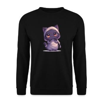 Cute Halloween cat dressed as a mummy - Unisex Sweatshirt - black - Front - Alina (178cm) & Michal (187cm)