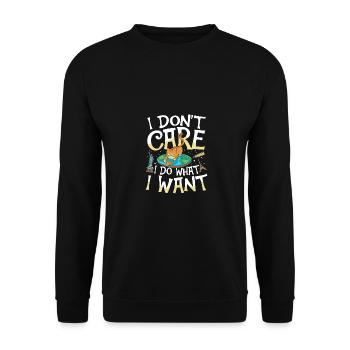 I Don't Care I Do What I Want für Flat Earth - Unisex Pullover - Schwarz - Vorne - Alina (178cm) & Michal (187cm)