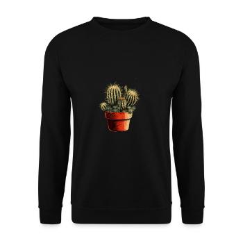 Small green cactus in a flower pot - Unisex Sweatshirt - black - Front - Alina (178cm) & Michal (187cm)