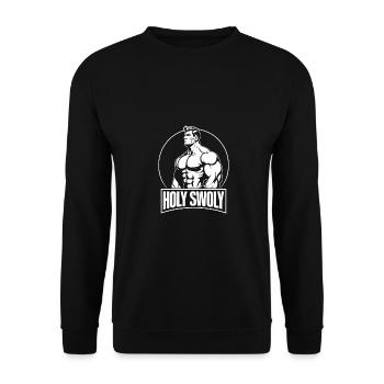 Powerlifting Bodybuilder Holy Swoly Gym Gift - Unisex Sweatshirt - black - Front - Alina (178cm) & Michal (187cm)