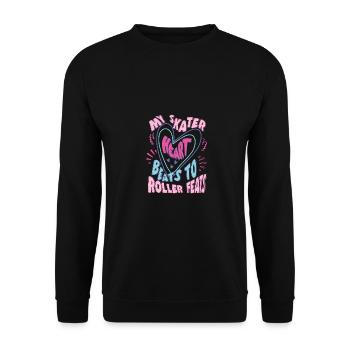 Rollerskater Party Skater Heart Beats To Feats - Unisex Sweatshirt - black - Front - Alina (178cm) & Michal (187cm)