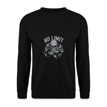 Bodybuilding Skull Workout and No Limit - Unisex Sweatshirt - black - Front - Alina (178cm) & Michal (187cm)