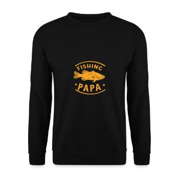Angeln Fishing Papa Angler - Unisex Pullover - Schwarz - Vorne - Alina (178cm) & Michal (187cm)