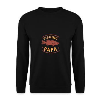 Angeln Fishing Papa Angler - Unisex Pullover - Schwarz - Vorne - Alina (178cm) & Michal (187cm)