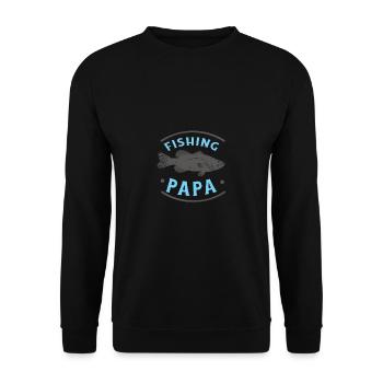 Angeln Fishing Papa Angler - Unisex Pullover - Schwarz - Vorne - Alina (178cm) & Michal (187cm)