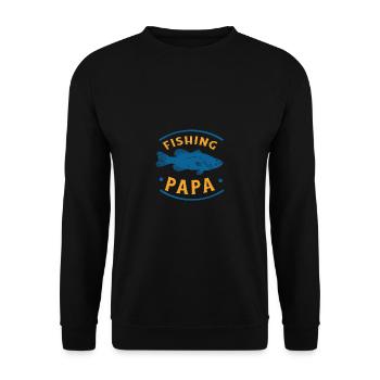 Angeln Fishing Papa Angler - Unisex Pullover - Schwarz - Vorne - Alina (178cm) & Michal (187cm)