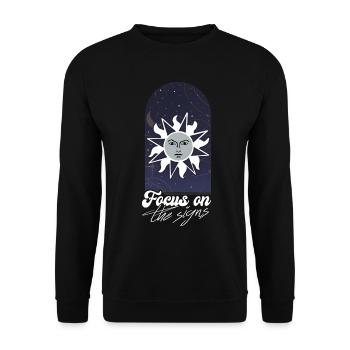 Abstract Pleasant Signs Of Astrology Quote - Unisex Sweatshirt - black - Front - Alina (178cm) & Michal (187cm)
